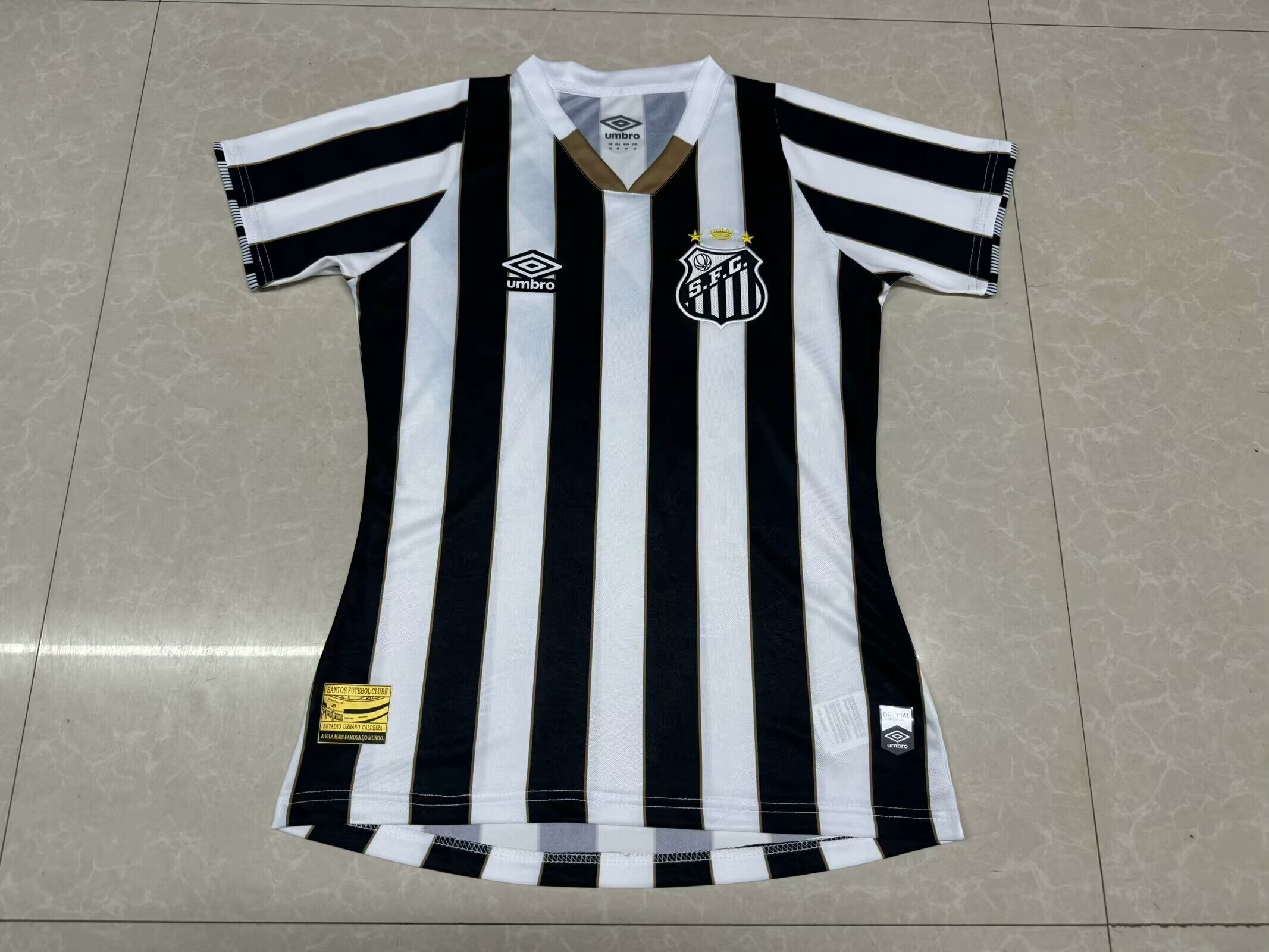 AAA Quality Santos Woman 24/25 Away Black/White Soccer Jersey